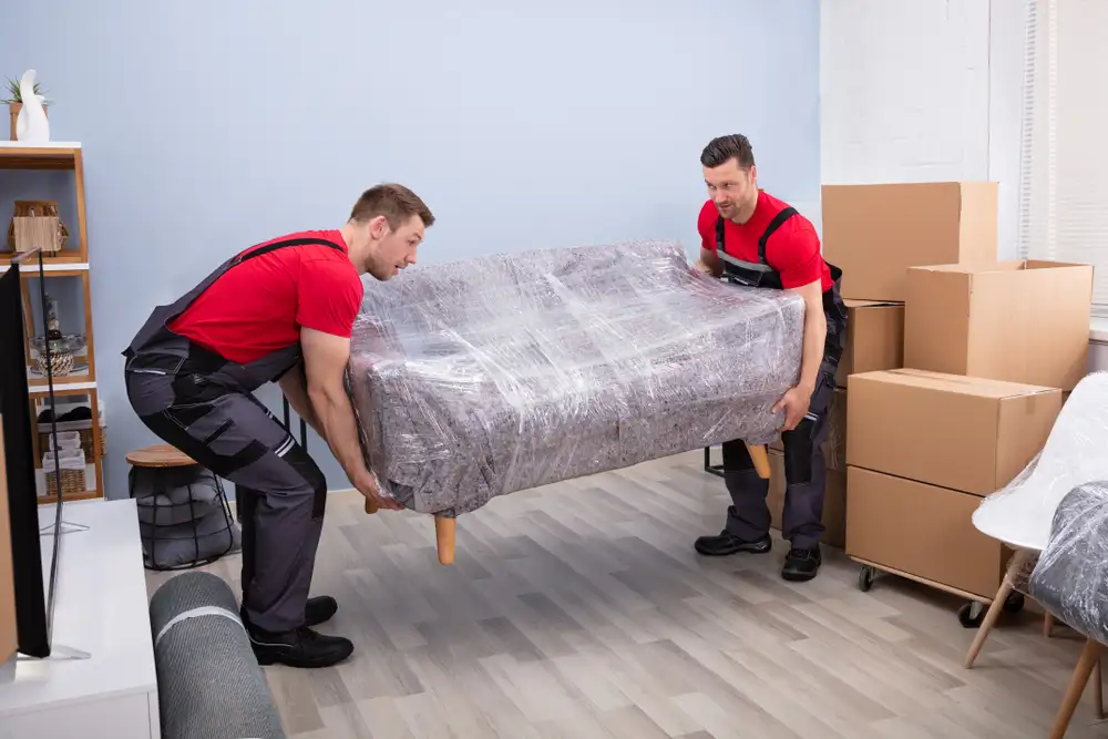 Expert movers handling delicate items with care during a residential move.